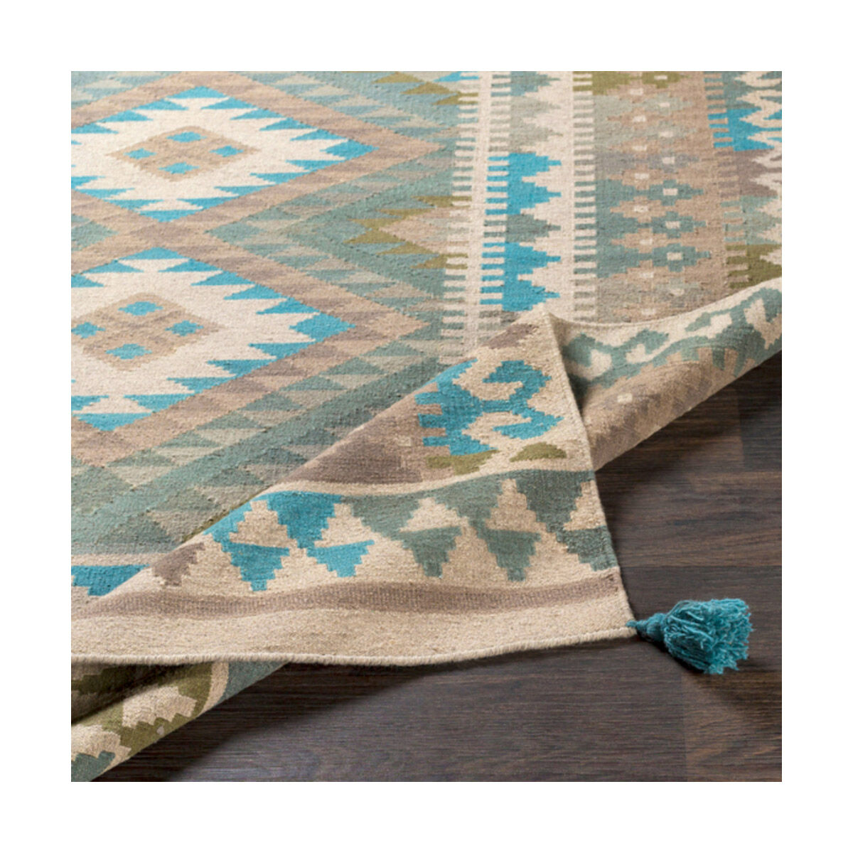 Adia 36 X 24 inch Sage/Camel/Taupe/Teal/Dark Brown Rugs, Rectangle