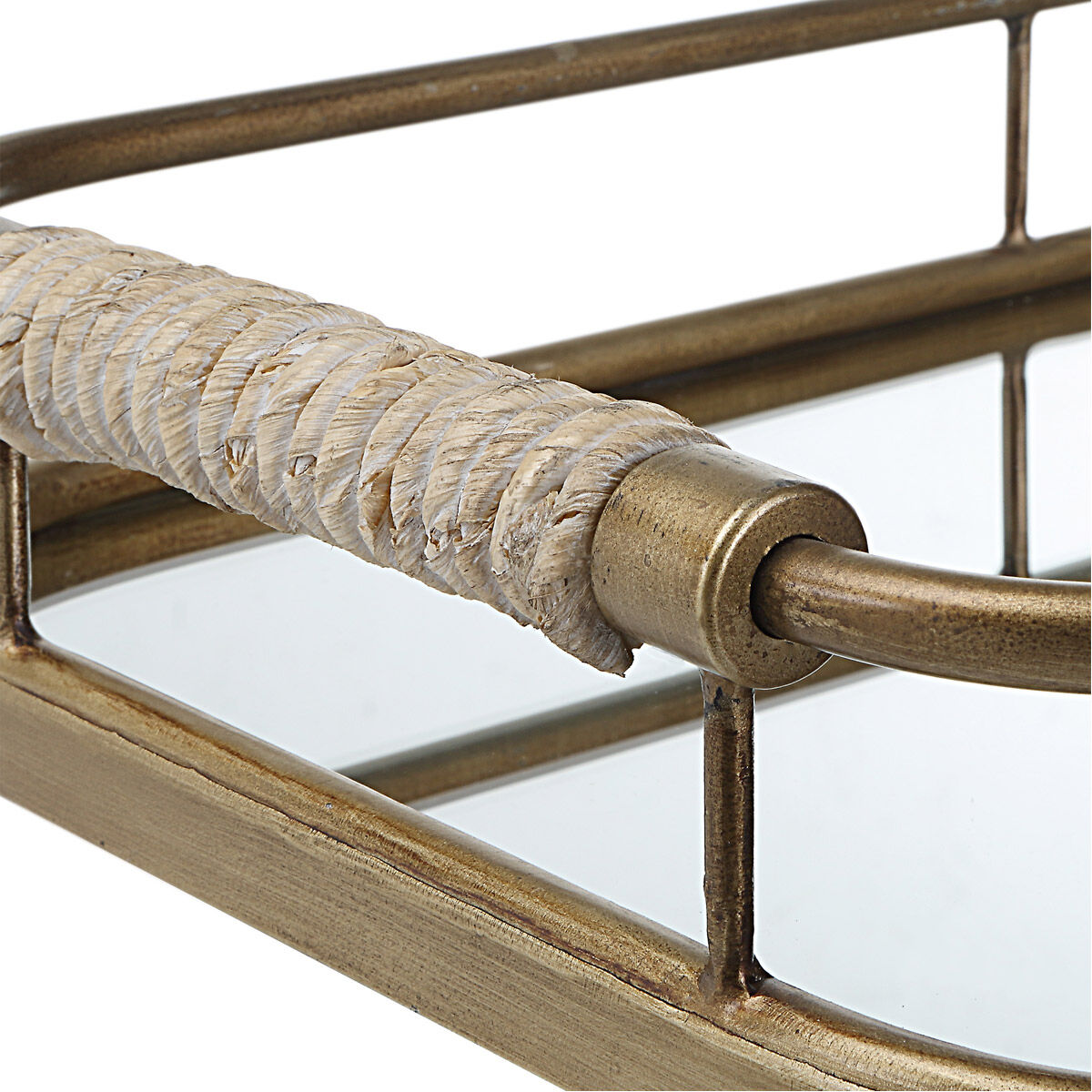 Rosea Brushed Gold with Natural Rope Trays, Set of 2