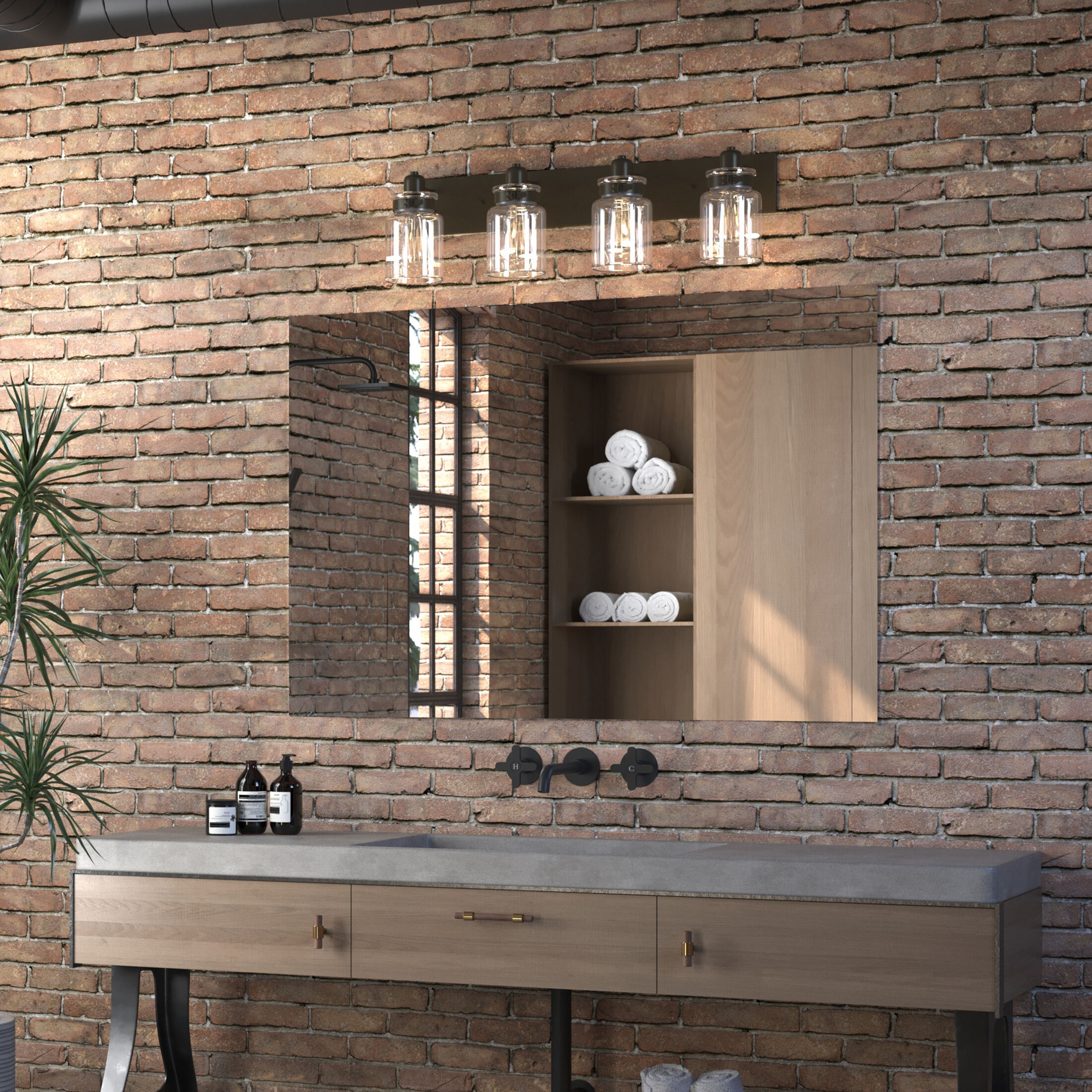 Buckley 4 Light 30 inch Antique Bronze Bath Vanity Wall Light