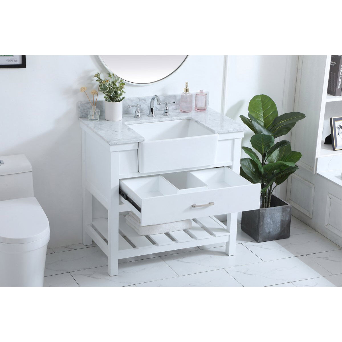 Clement 36 X 22 X 34 inch White Bathroom Vanity Cabinet