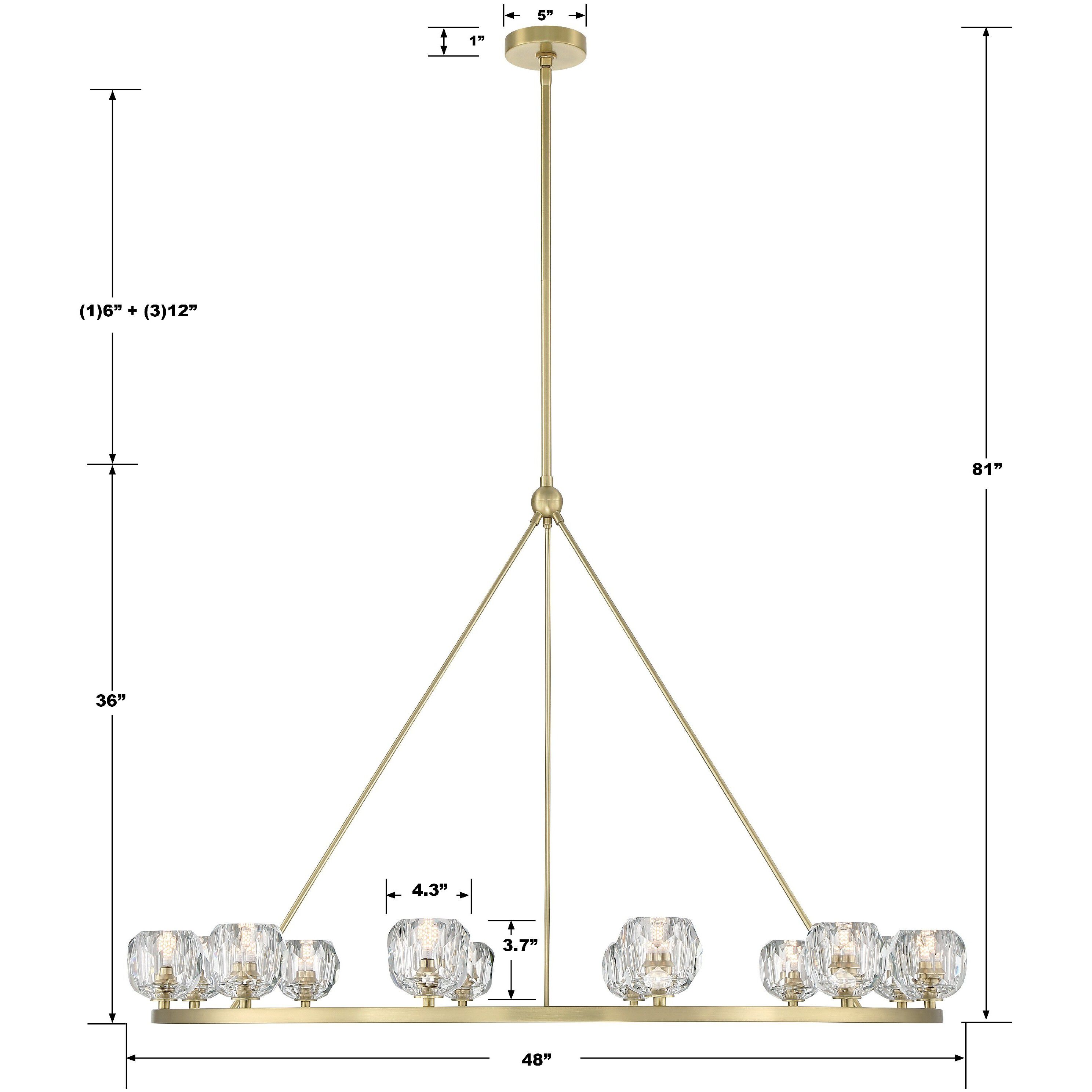 Aragon 12 Light 48 inch Soft Brass Chandelier Ceiling Light
