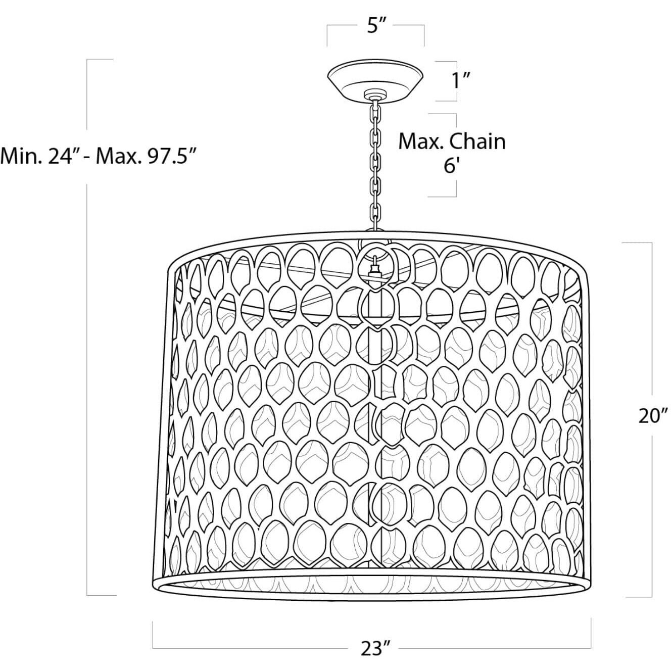 Cabana 5 Light 23 inch Natural Brass Chandelier Ceiling Light