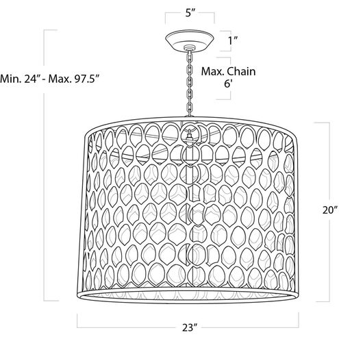 Cabana 5 Light 23 inch Natural Brass Chandelier Ceiling Light