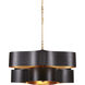 Grand Lotus 6 Light 51 inch Satin Black/Contemporary Gold Leaf Chandelier Ceiling Light