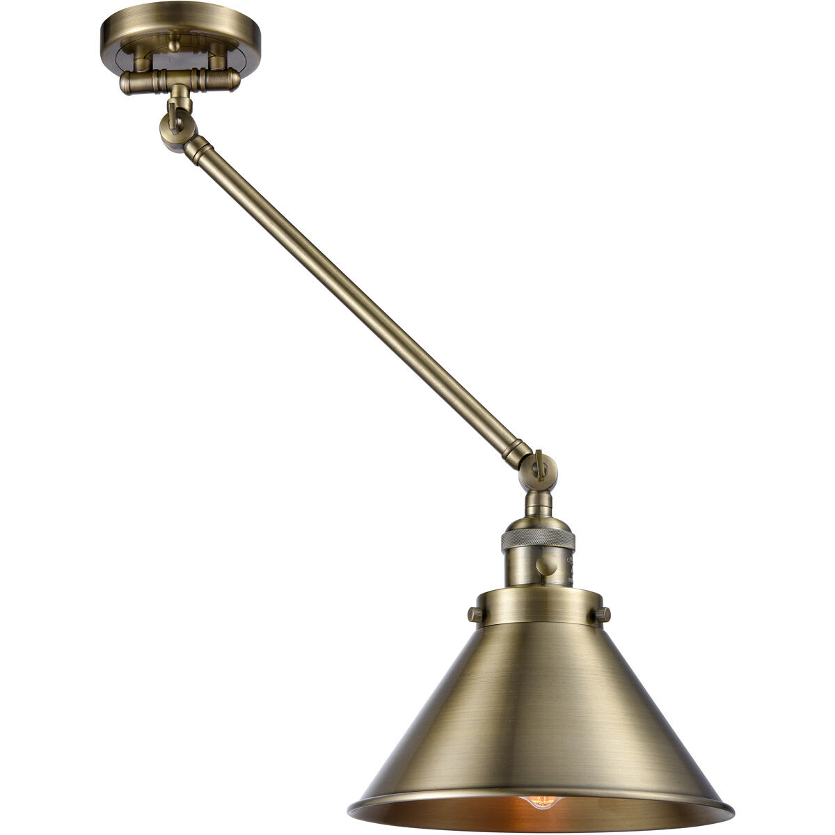 Briarcliff 21 inch 60.00 watt Antique Brass Swing Arm Wall Light, Franklin Restoration