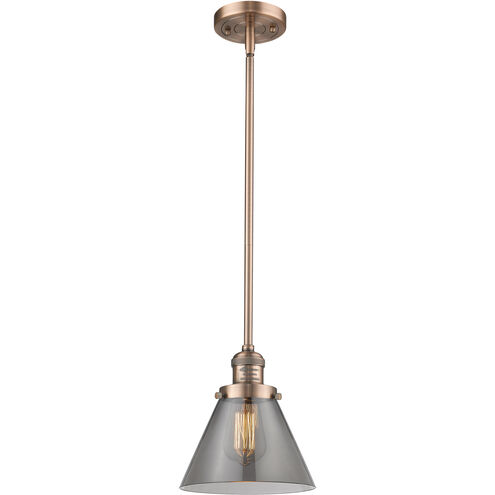 Franklin Restoration Cone 1 Light 8 inch Antique Copper Mini Pendant Ceiling Light in Incandescent, Plated Smoke, Franklin Restoration
