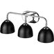 Zoey 3 Light 24.5 inch Chrome Bath Vanity Light Wall Light in Matte Black