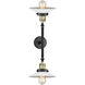 Franklin Restoration Halophane LED 18 inch Black Antique Brass Bath Vanity Light Wall Light in Matte White Halophane Glass, Franklin Restoration