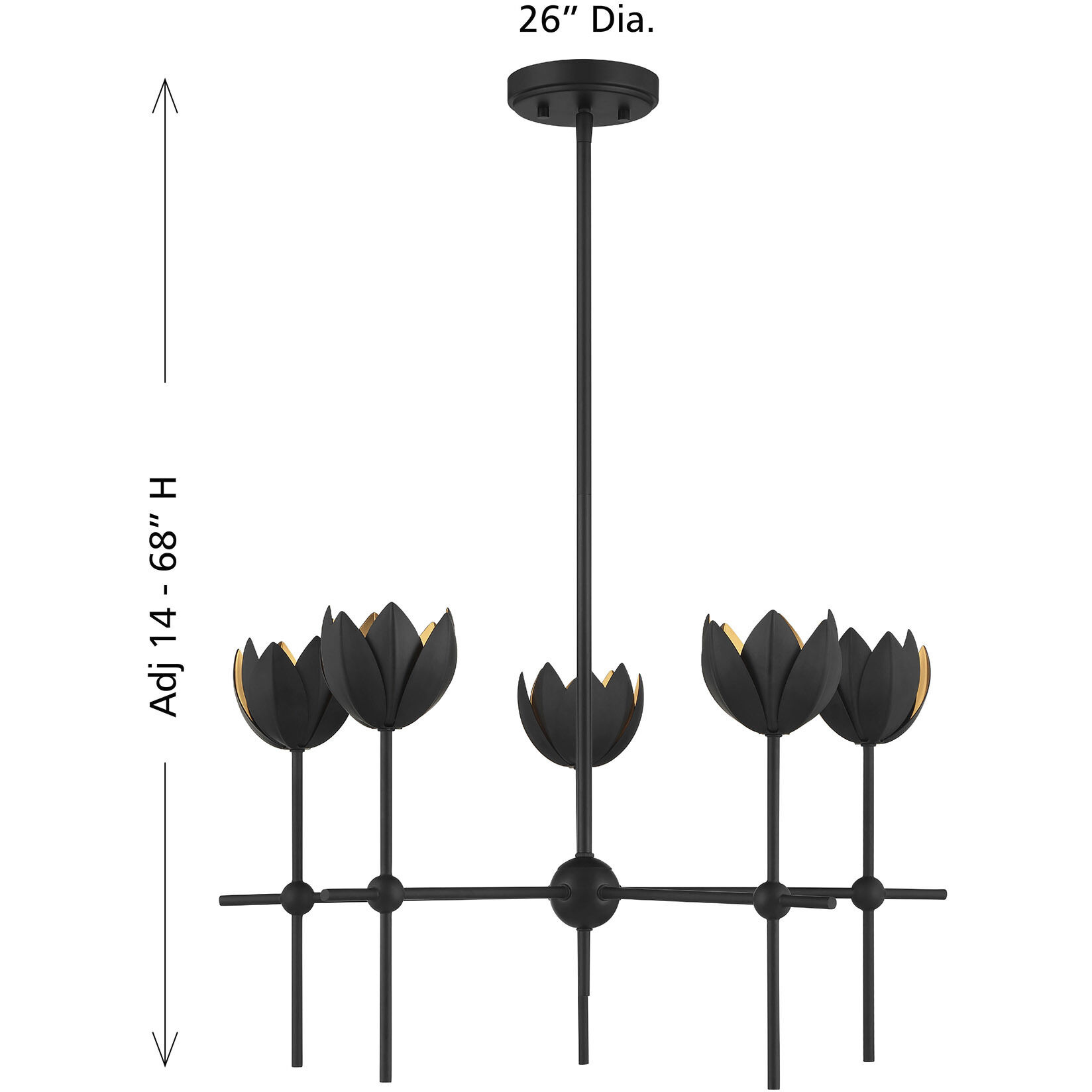 Bohemian LED 26 inch Matte Black Chandelier Ceiling Light