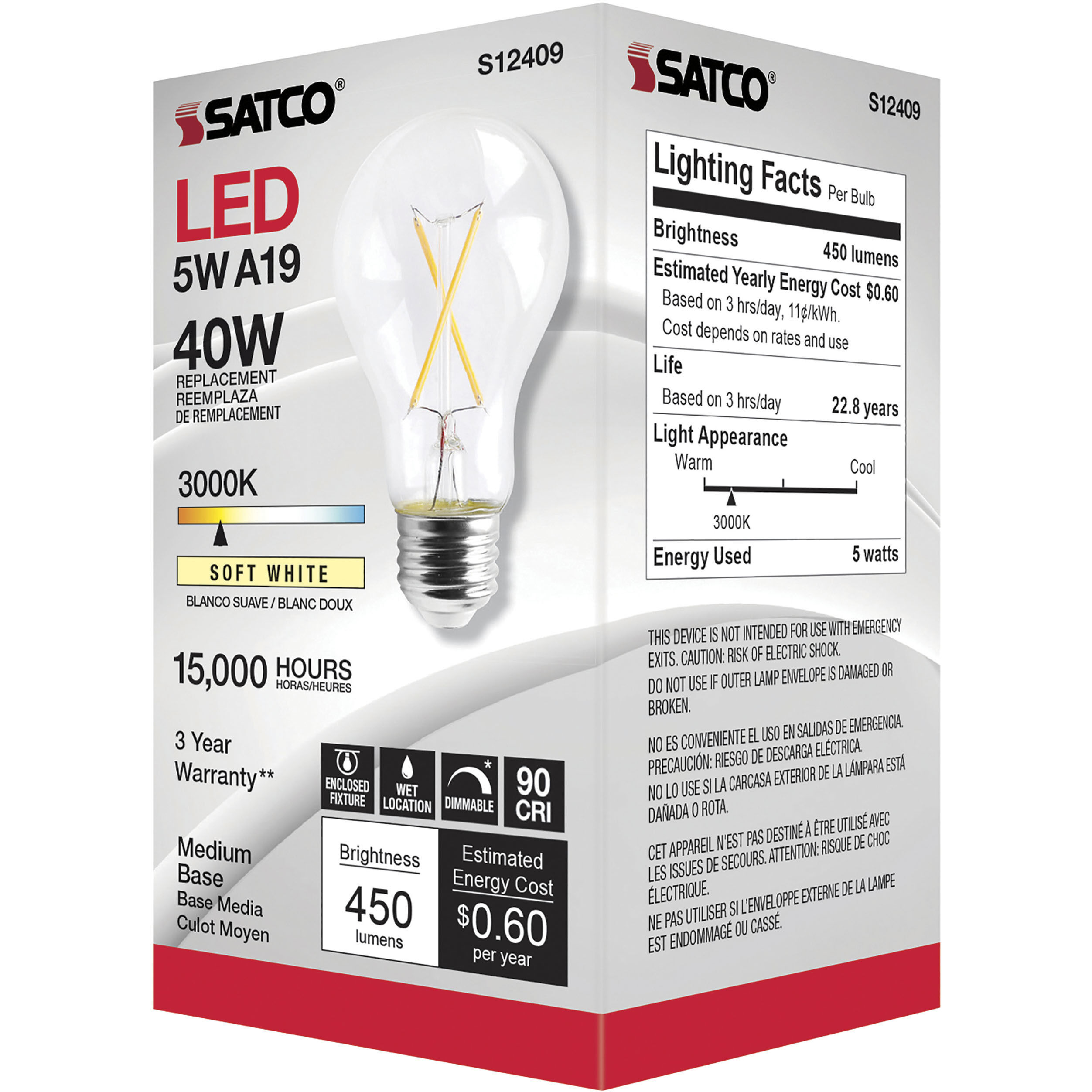 Lumos LED Medium 5.00 watt 120 3000K Light Bulb