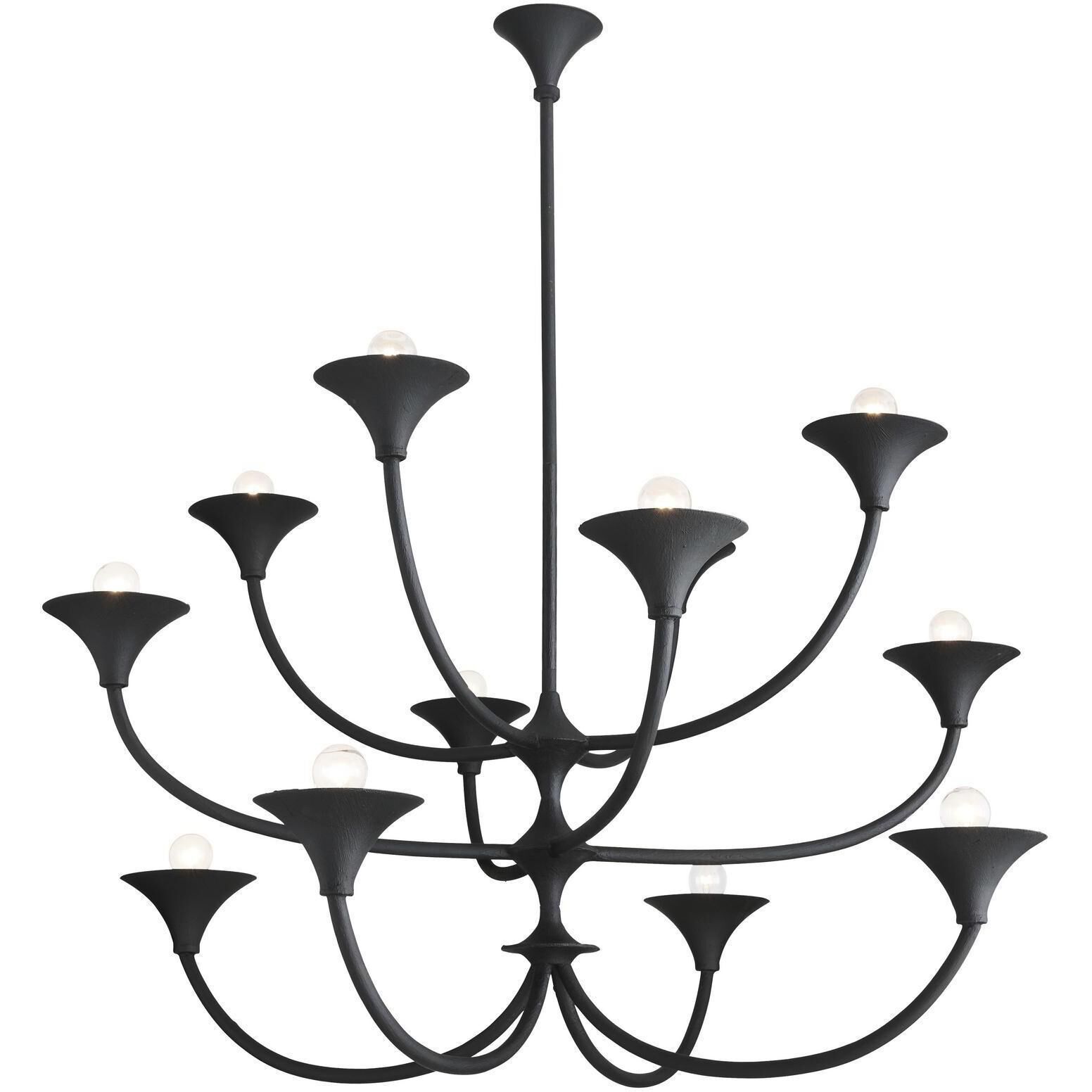 Larkin 12 Light 41.5 inch Black Gesso Chandelier Ceiling Light