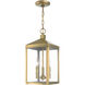 Nyack 3 Light 8.25 inch Antique Brass Outdoor Pendant Lantern