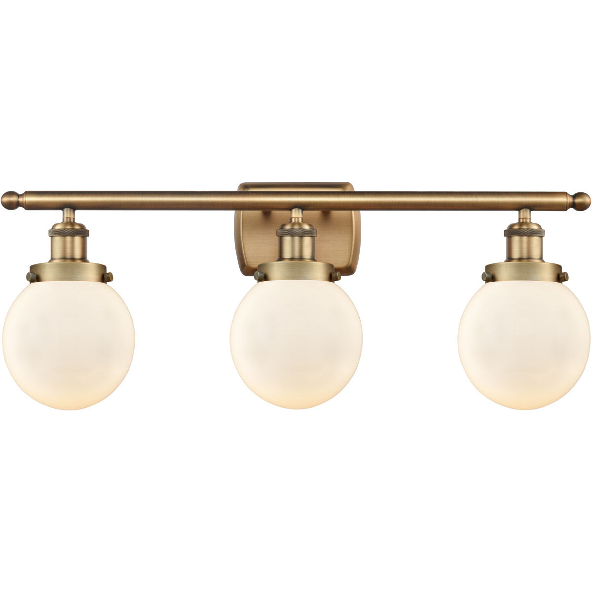 Ballston Beacon 3 Light 26 inch Brushed Brass Bath Vanity Light Wall Light in Matte White Glass