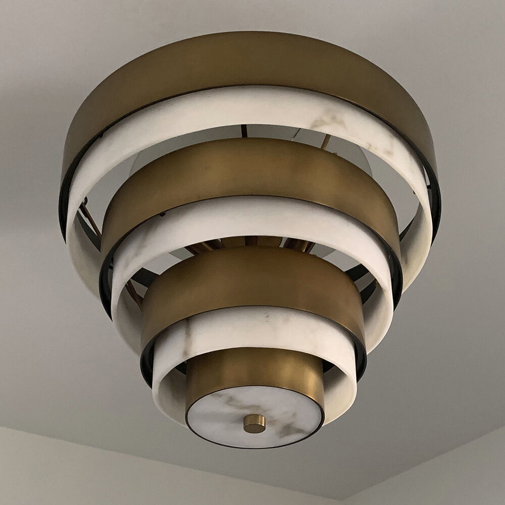 Lisa McDennon Echelon 3 Light 15.5 inch Heritage Brass Indoor Semi-Flush Mount Ceiling Light