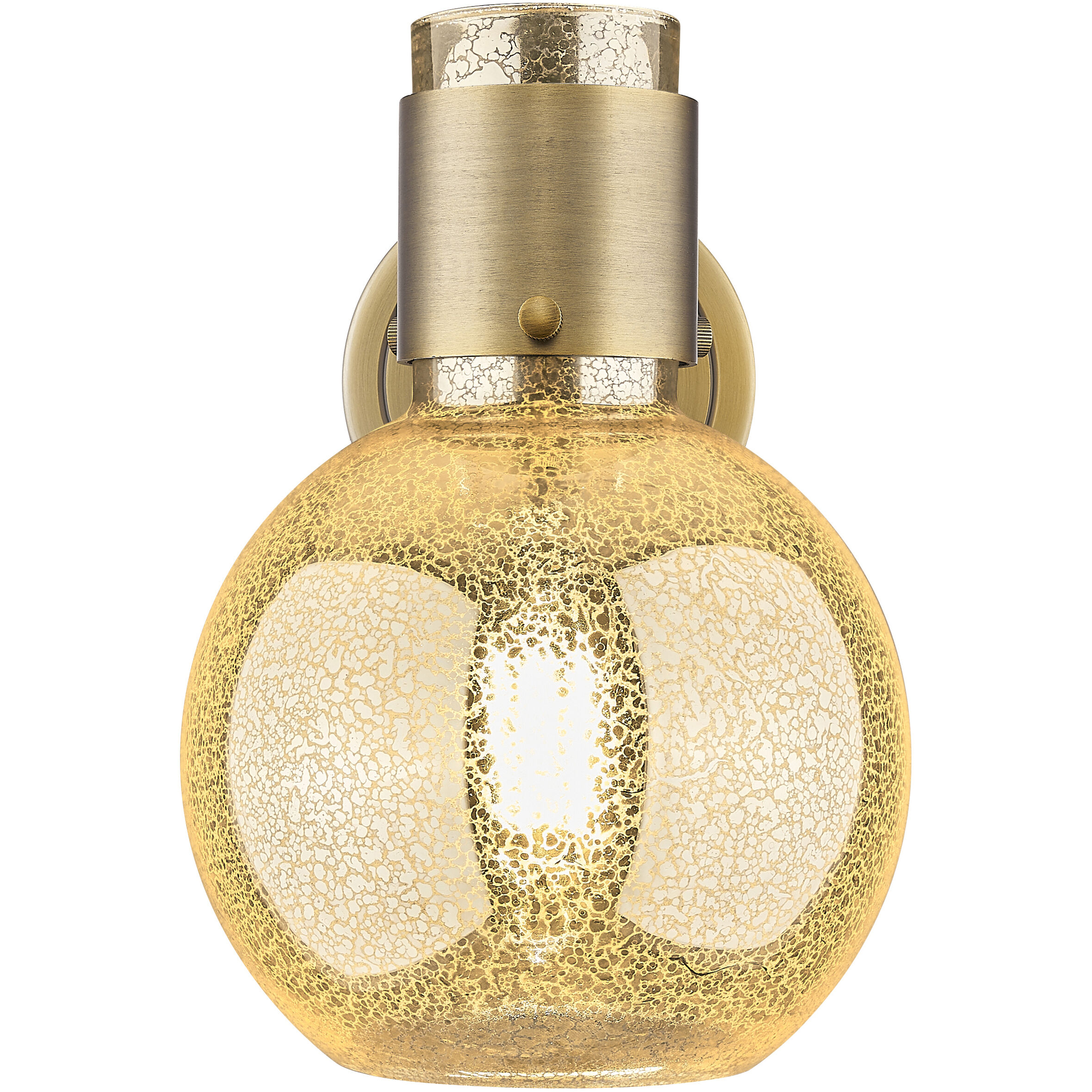 Lawton Sphere Sconce Wall Light in Brushed Brass, Mercury Glass