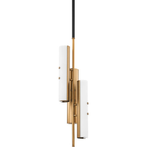 Titus 3 Light 8.25 inch Patina Brass/Soft Black Outdoor Pendant
