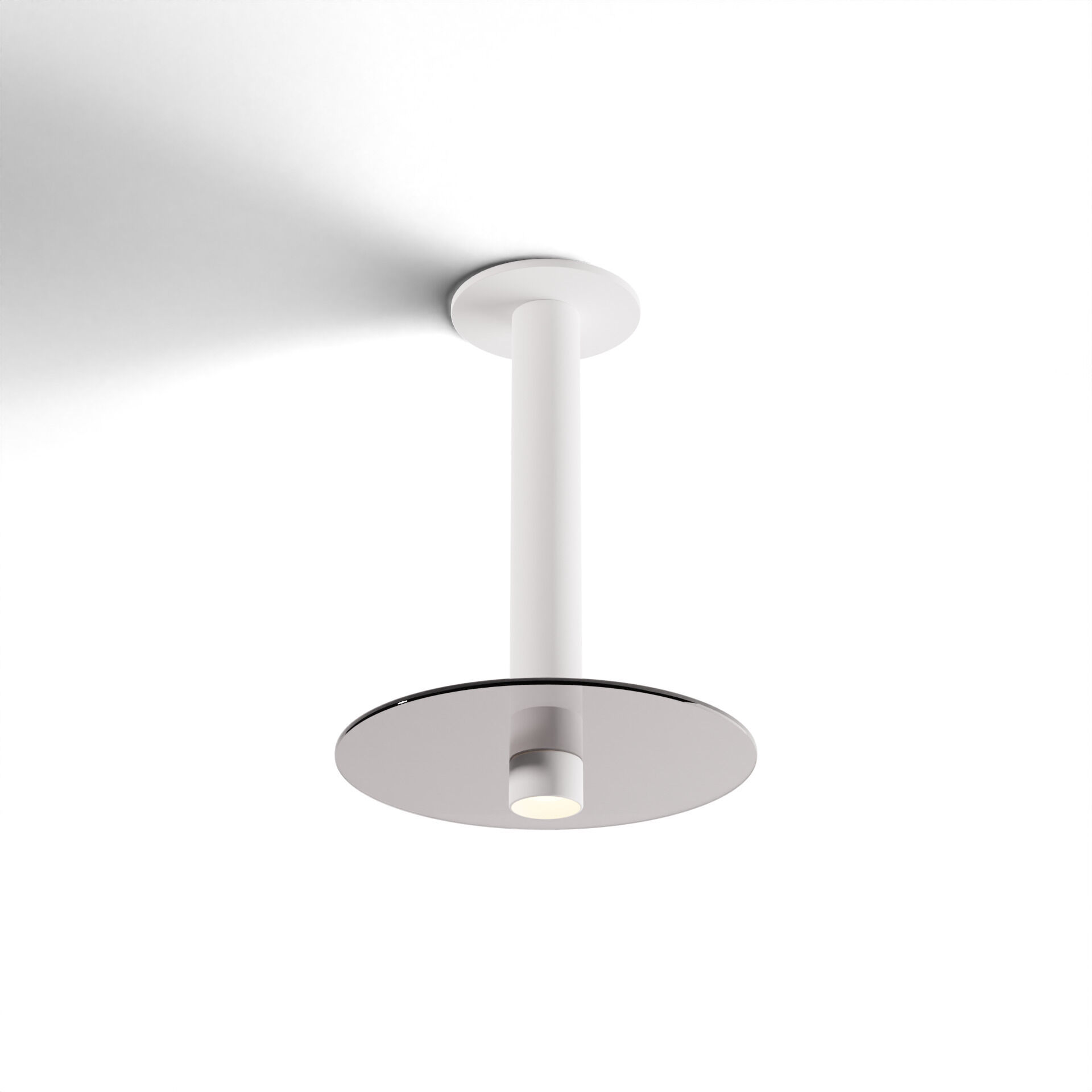 Combi LED 9 inch Matte White Pendant Ceiling Light in Dark Grey Glass, Suspension / Flush Mount 2-in-1