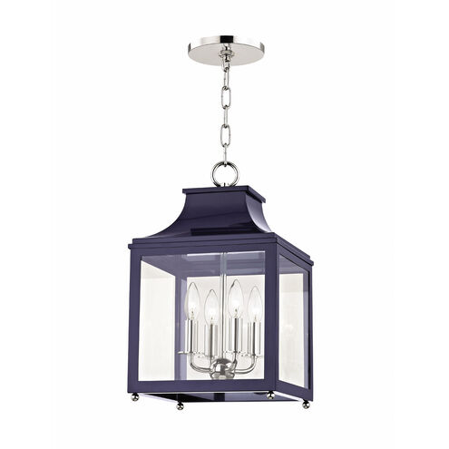 Leigh 4 Light 12 inch Polished Nickel and Navy Pendant Ceiling Light