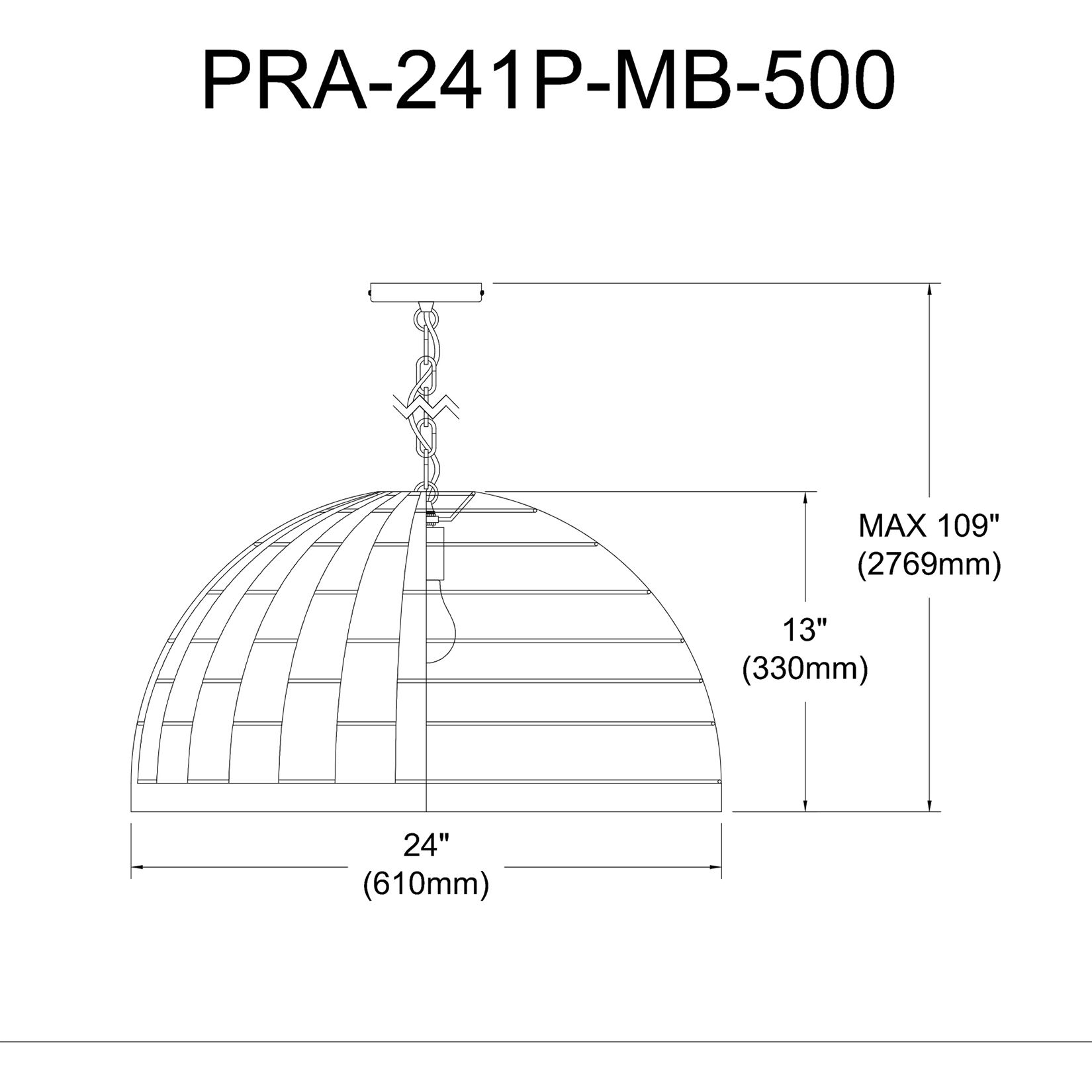 Priscilla 1 Light 24 inch Matte Black Pendant Ceiling Light