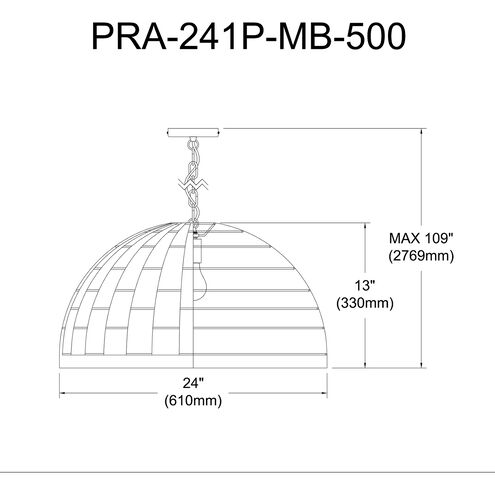 Priscilla 1 Light 24 inch Matte Black Pendant Ceiling Light