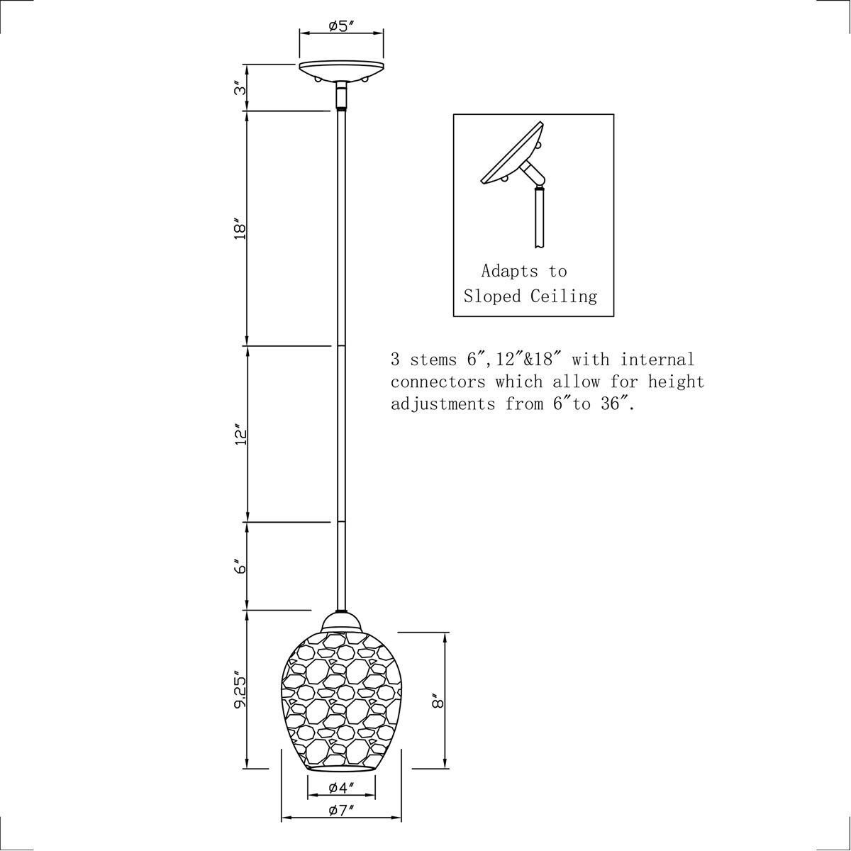 Olivia 1 Light 7 inch Black Pendant Ceiling Light