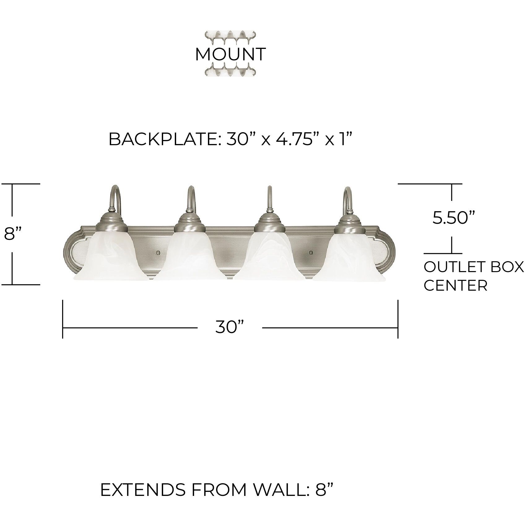 Arthur 4 Light 30 inch Matte Nickel Vanity Light Wall Light