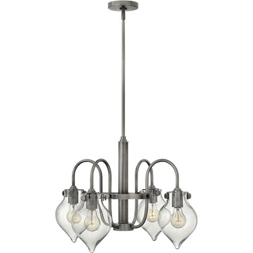 Congress 4 Light 24 inch Antique Nickel Chandelier Ceiling Light, Retro Glass