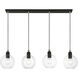 Downtown 4 Light 44 inch Black with Brushed Nickel Accents Linear Chandelier Ceiling Light, Sphere