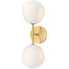 Alora Mood Willow 2 Light 16.75 inch Brushed Gold Wall/Vanity Light Wall Light in Matte Opal Glass