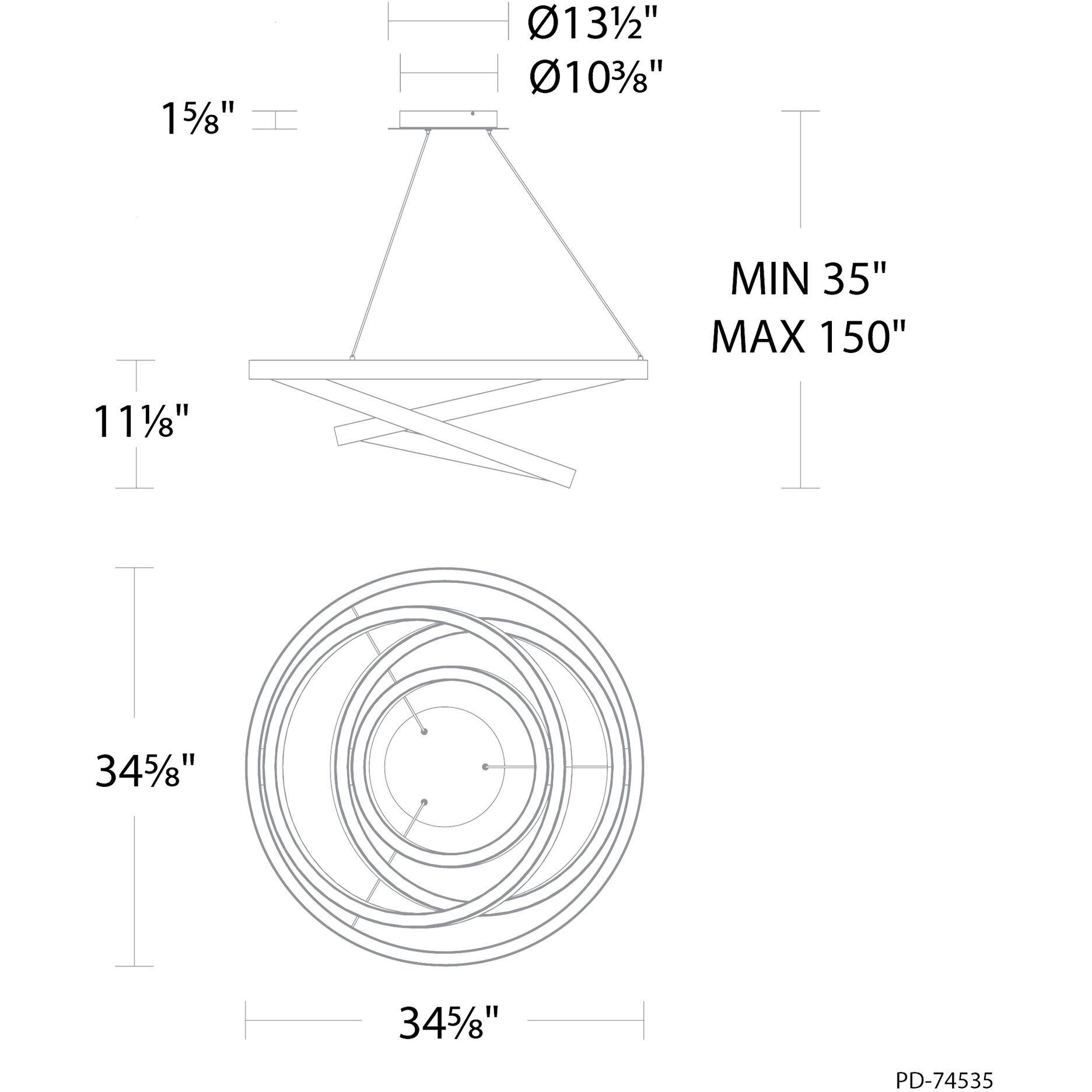 Storm Chaser LED 34.6 inch Black Indoor Hanging Lighting Ceiling Light in 3500K