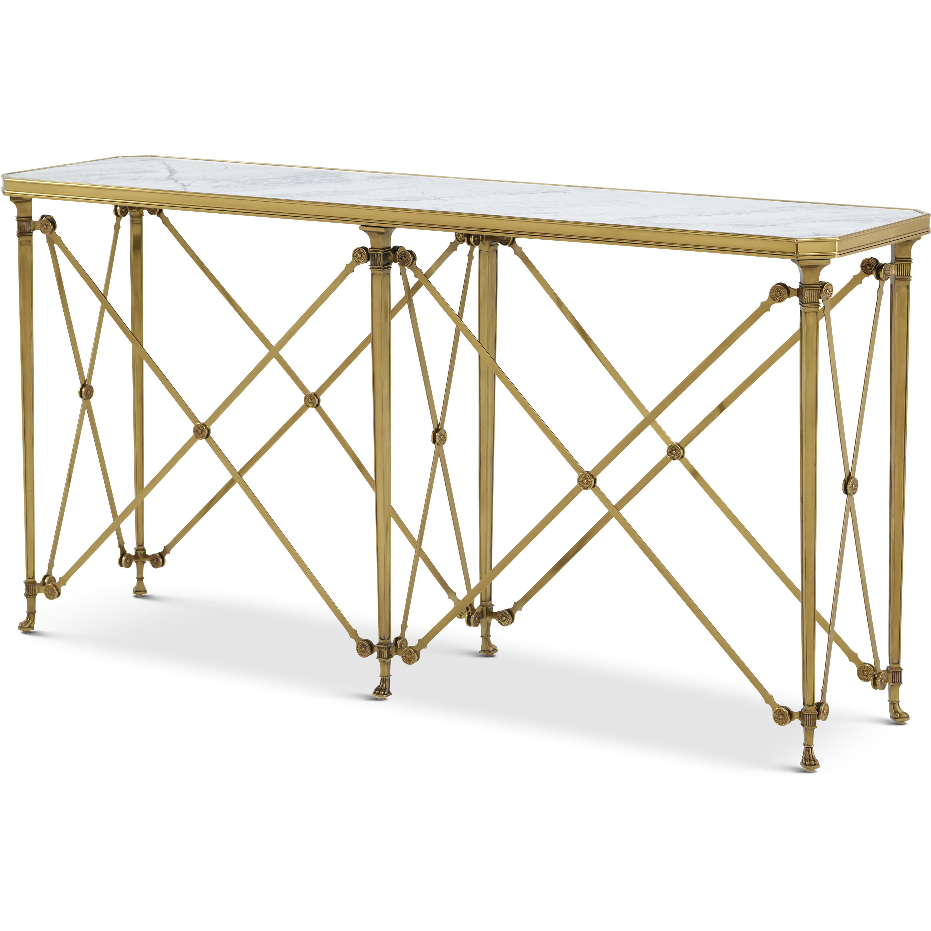 Spencer London 64 X 16 inch Cannes Brass / Lacus Quartz Console Table