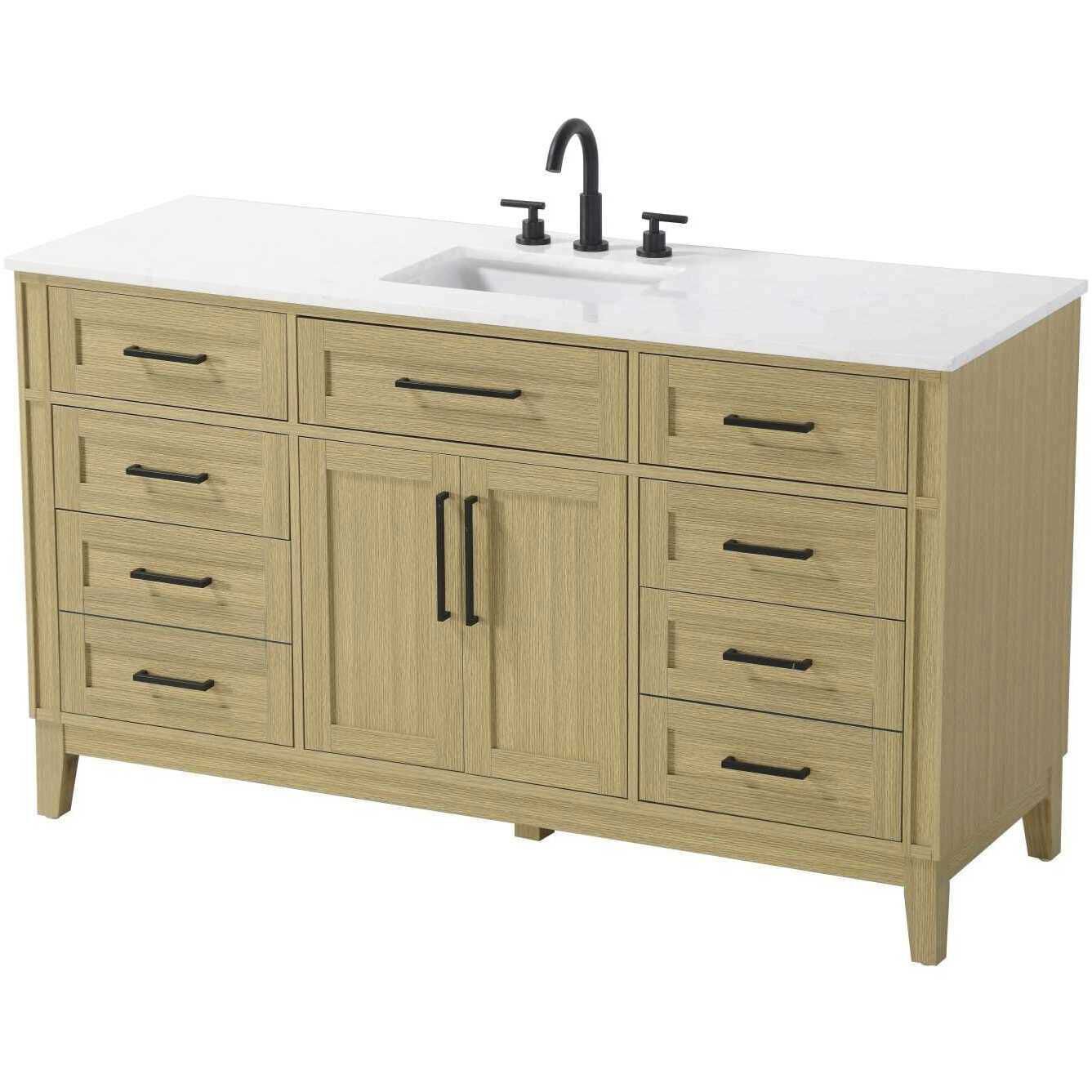 Virginia 60 X 35 inch Honey Brown Bathroom Vanity Cabinet