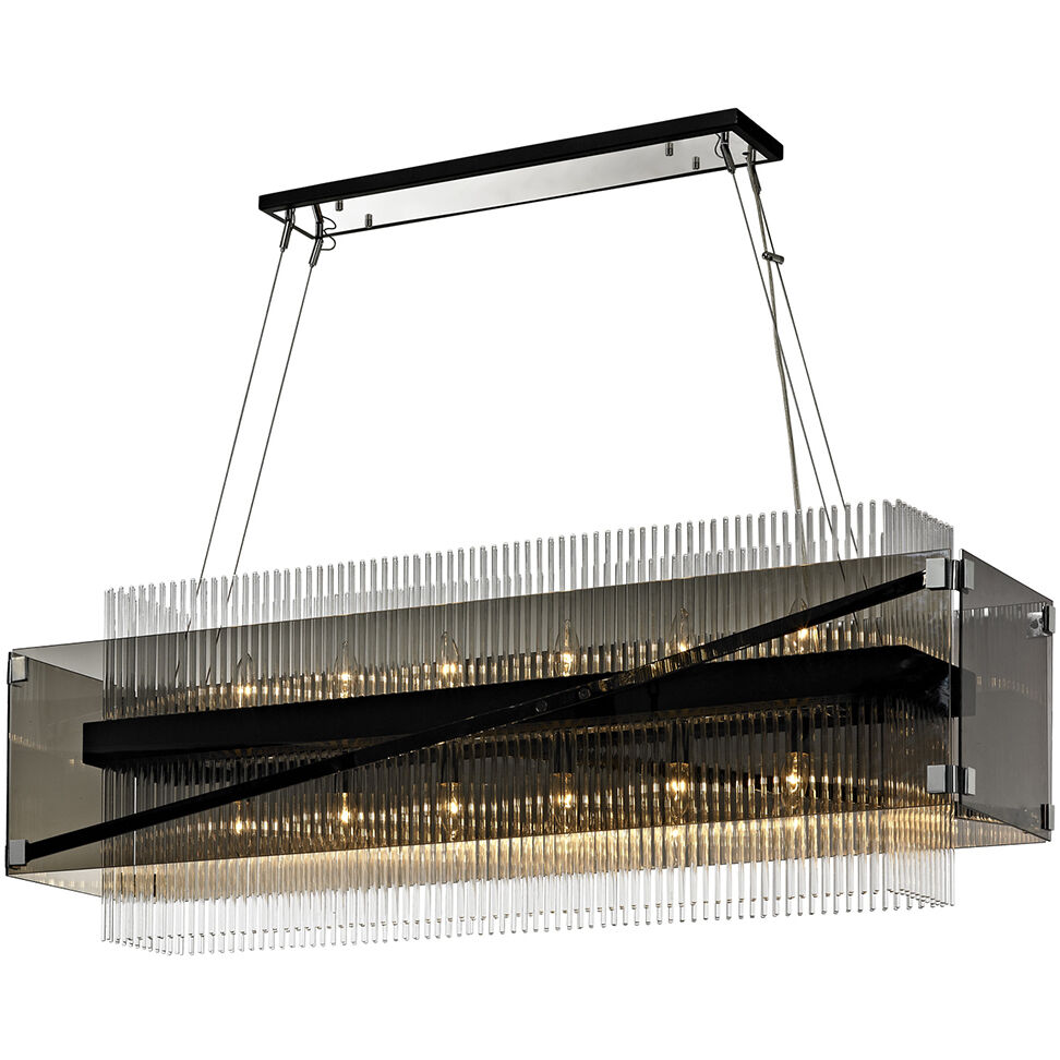 Apollo 12 Light 49.75 inch Dark Bronze Polished Chrome Linear Ceiling Light, Smoked and Clear Glass