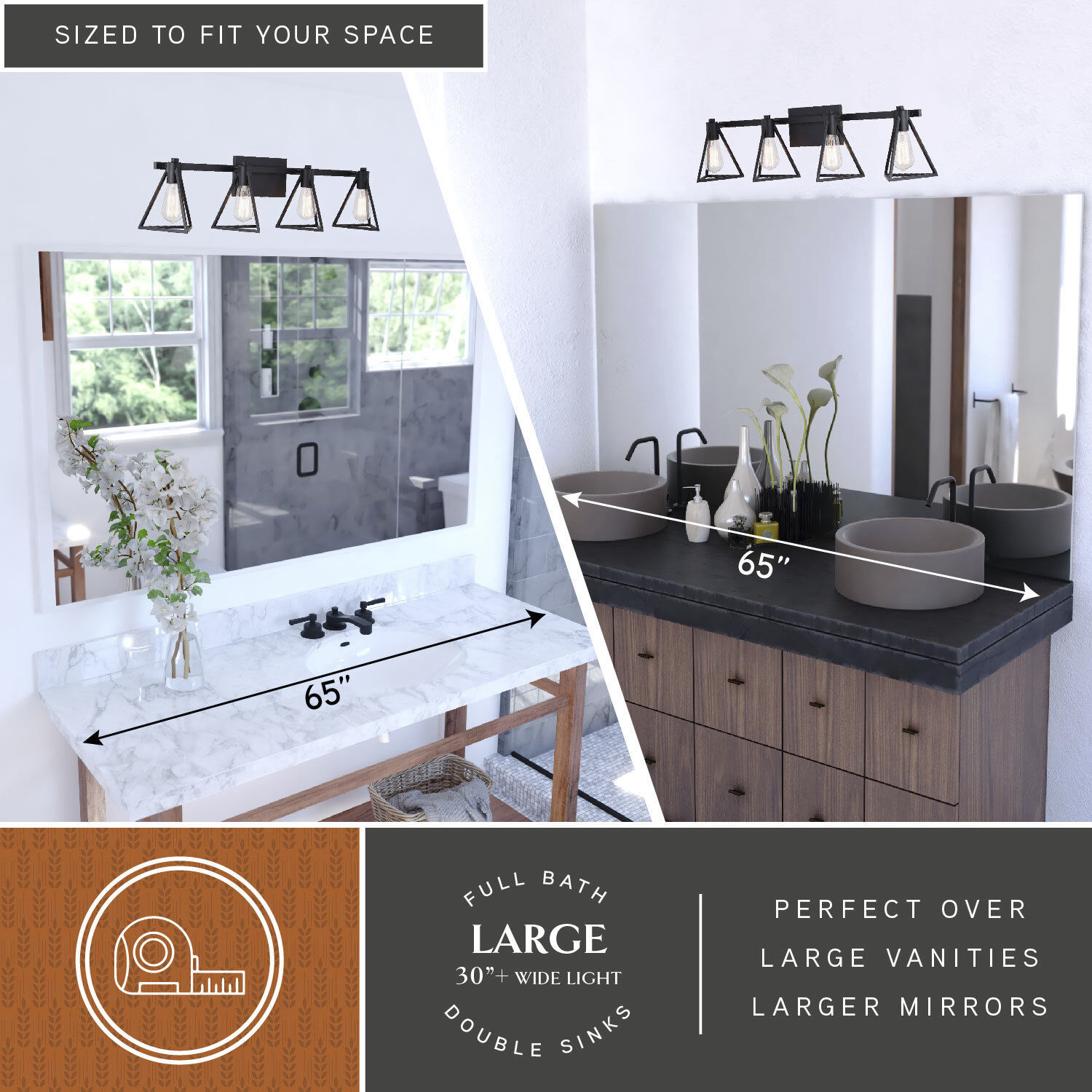 Ravenna LED 31.5 inch Matte Black Bathroom Light Wall Light in 4