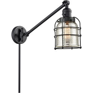 Small Bell Cage 30 inch 3.50 watt Matte Black Swing Arm Wall Light, Franklin Restoration
