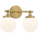 Ortesa 2 Light 15 inch Legacy Brass Vanity Wall Light
