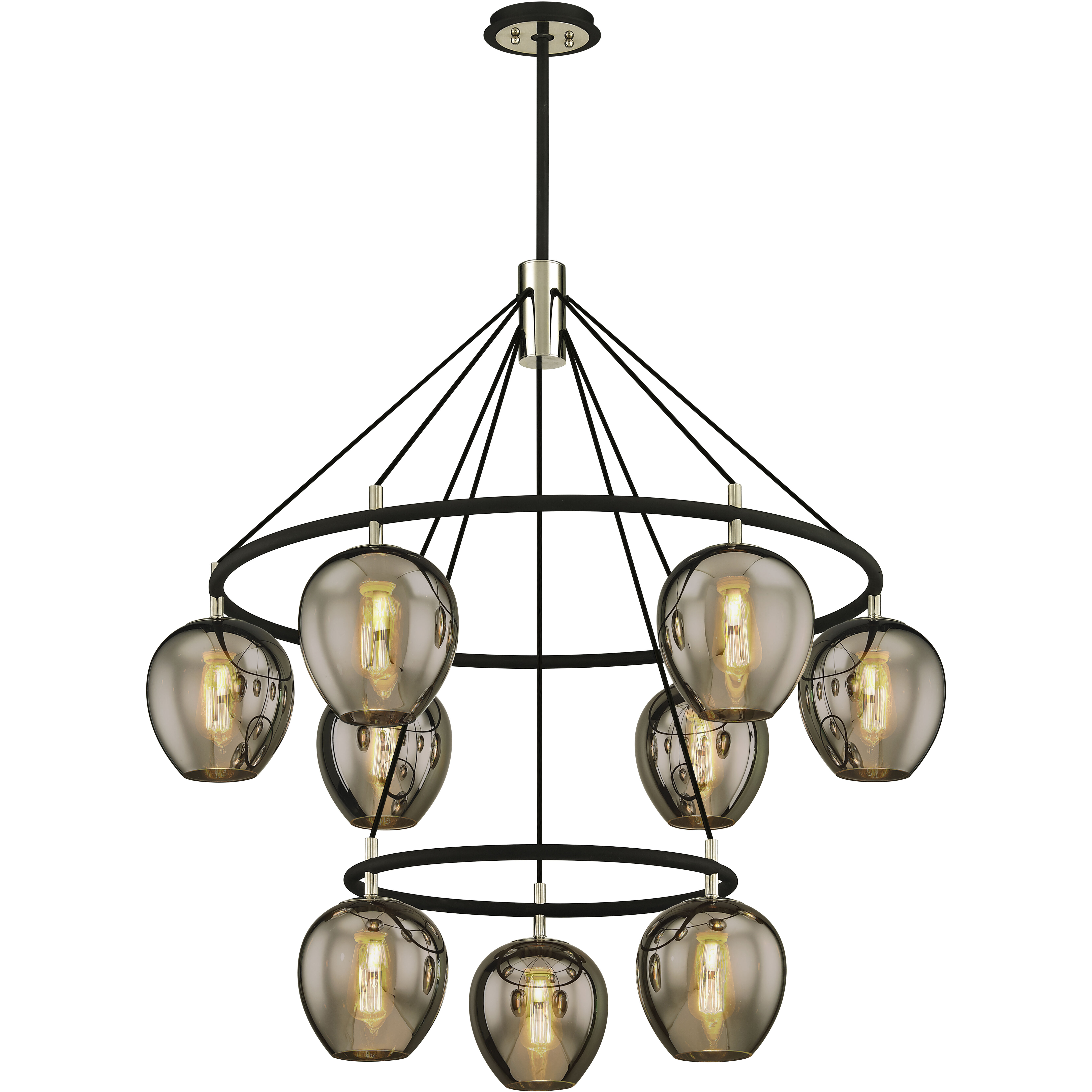 Iliad 9 Light 40 inch Carbide Black and Polished Nickel Chandelier Ceiling Light