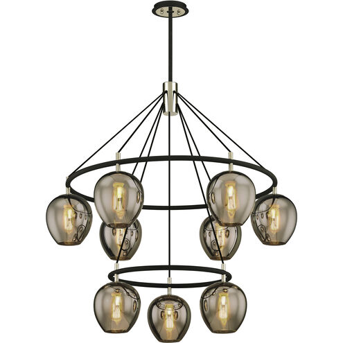 Iliad 9 Light 40 inch Carbide Black and Polished Nickel Chandelier Ceiling Light