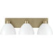Ross 3 Light 25.25 inch Aged Brass Vanity Light Wall Light
