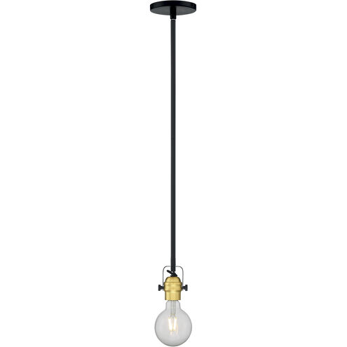 Mantra 1 Light 4.75 inch Black and Brushed Brass Pendant Ceiling Light