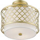 Arabesque 2 Light 12 inch Soft Gold Small Semi-Flush Ceiling Light, Small