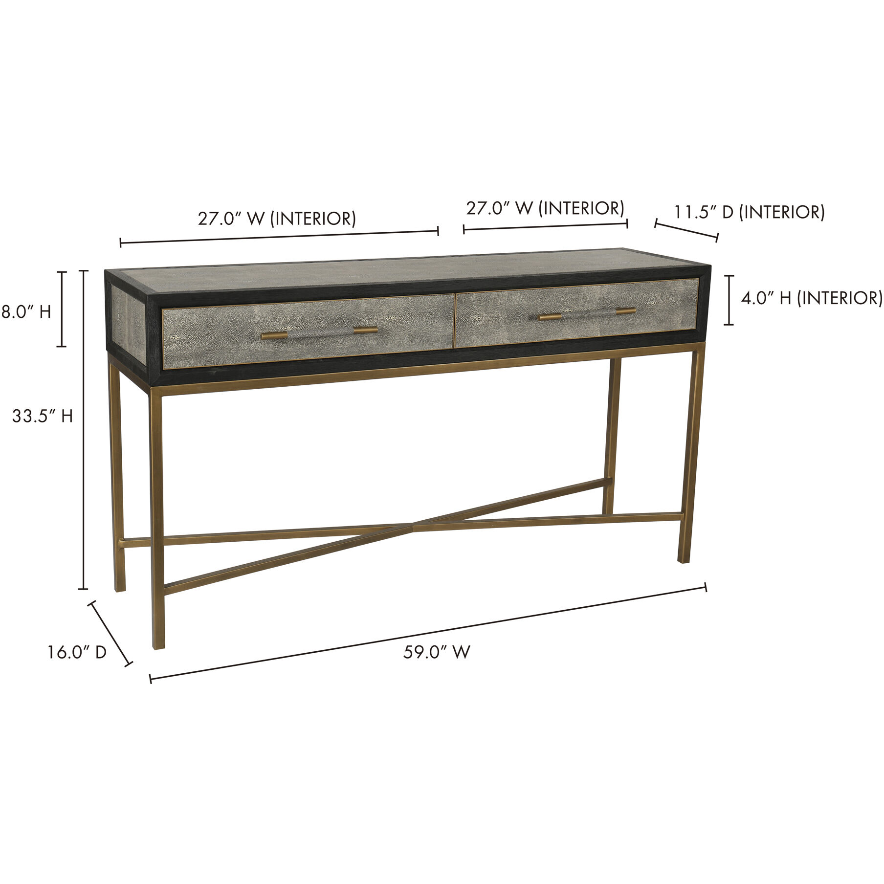 Mako 59 X 16 inch Grey Console Table