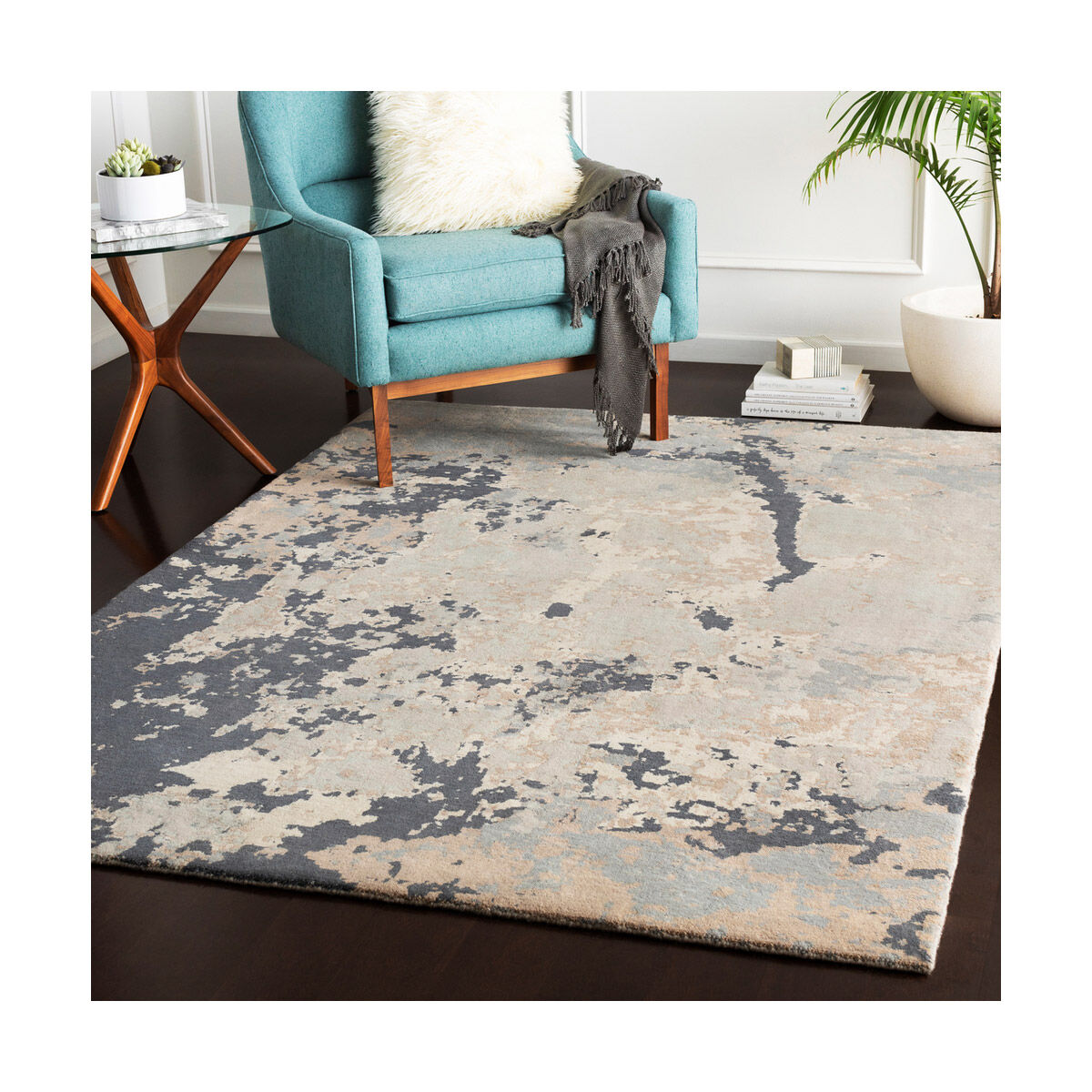 Andromeda 33 X 24 inch Ivory/Pale Blue/Light Gray/Taupe/Medium Gray/Camel Rugs, Wool and Nylon