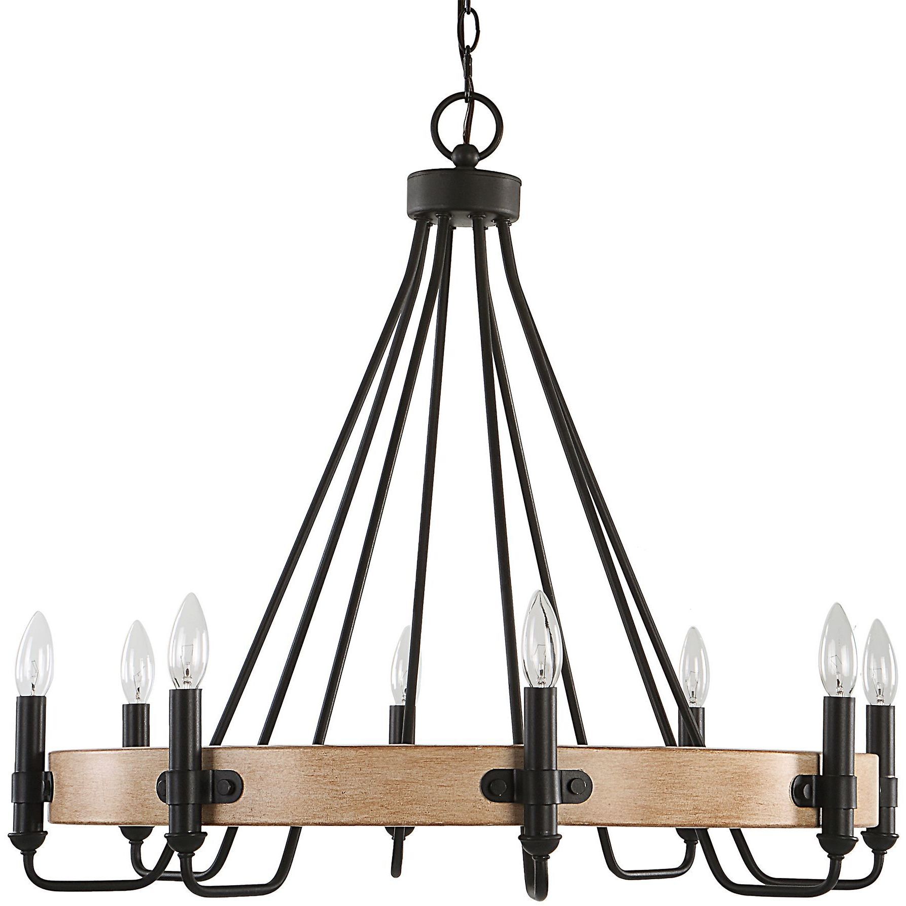 Deschutes 8 Light 30 inch Sanded Black and Faux Painted Wood Chandelier Ceiling Light