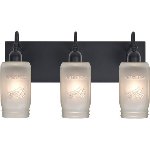 Milo 4 3 Light 12 inch Black Vanity Lighting Wall Light in White Frost Glass