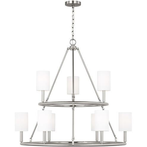 Drew & Jonathan Egmont 9 Light 36 inch Brushed Steel Chandelier Ceiling Light
