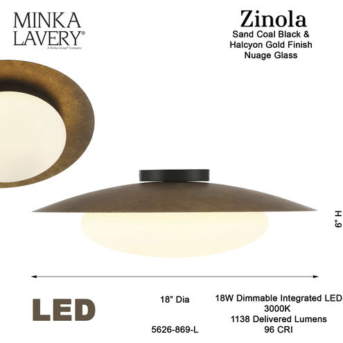Zinola LED 18 inch Sand Coal and Halcyon Gold Flush Mount Ceiling Light