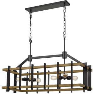 Bruck 6 Light 41 inch Iron and Light Oak Island Chandelier Ceiling Light