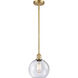 Ballston Athens LED 8 inch Satin Gold Pendant Ceiling Light in Seedy Glass, Ballston