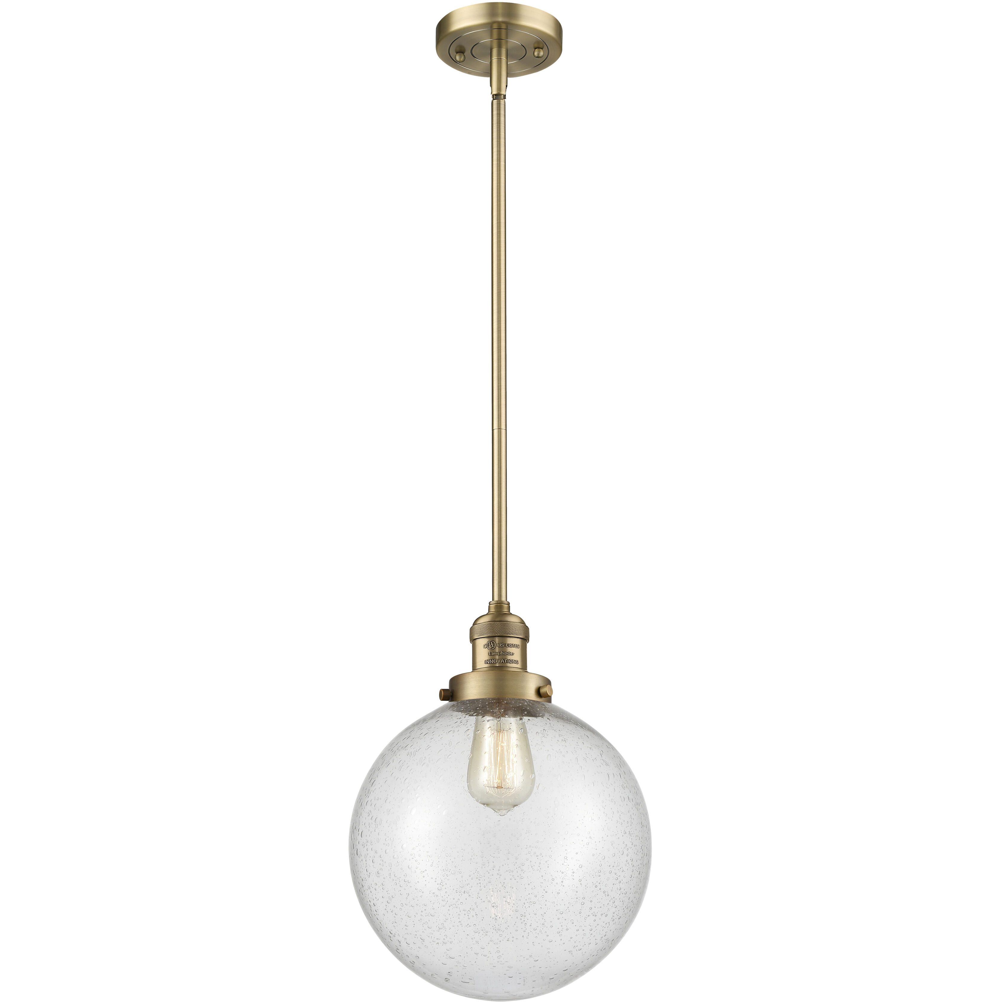 Franklin Restoration Beacon LED 10 inch Brushed Brass Mini Pendant Ceiling Light in Seedy, Franklin Restoration
